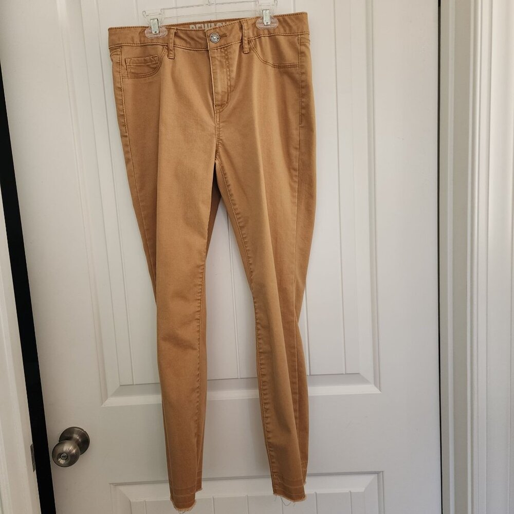 Rewash Womens Golden Skinny Jeans With Raw Hem & Rear Pockets
